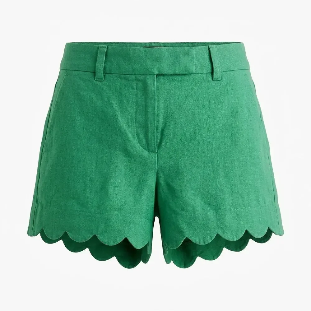 J.Crew Linen Blend Green Classic Fit Lightweight Shorts Women Size 00